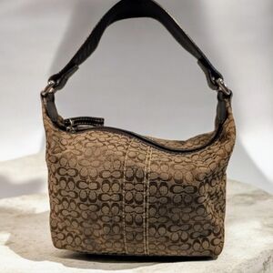 Coach vintage Y2K Mini Soho Hobo bag signature logo jacquard with leather trim